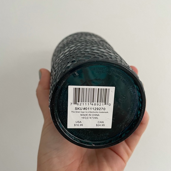 Starbucks Emerald Green Grande Jeweled Grid Cold Cup Tumbler - Picture 2 of 4